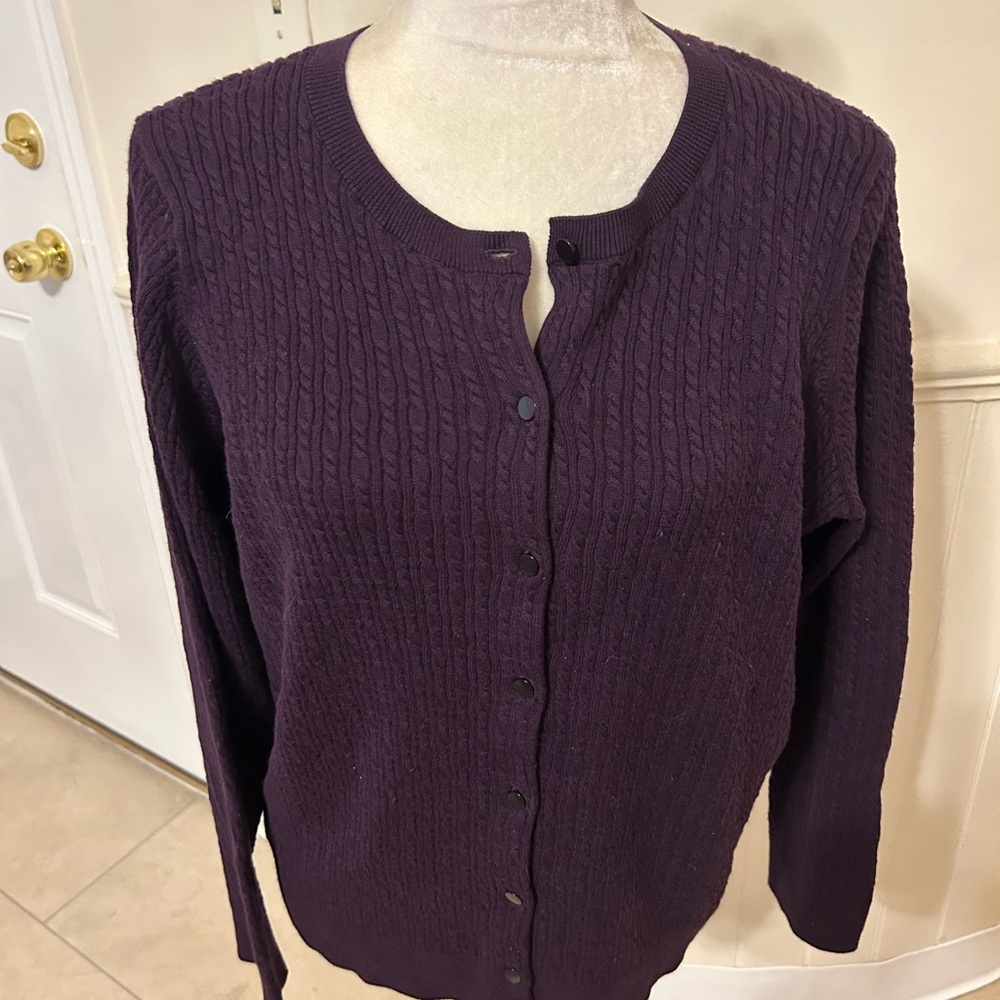 NWT Talbots Classic Pima Cotton Blend Cable Knit Cardigan/Size 2X Petite
